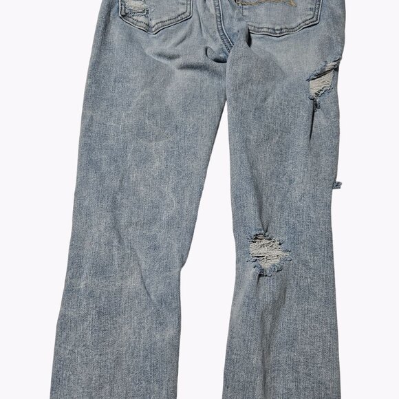 American Eagle Hi Rise Jegging Crop Jeans Womens Size 00 Light Wash Ripped Denim - Picture 5 of 12